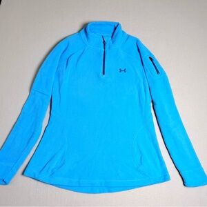 Under Armour Women's Aqua Blue 1/4 Zip Pullover Fleece Jacket Sz S Activewear